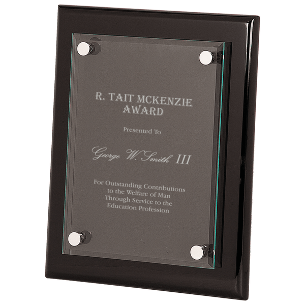 Black Piano Finish Floating Glass Plaque