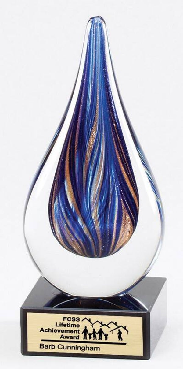 Blue Teardrop Art Glass Sculpture