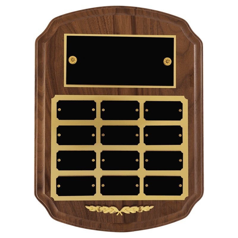American Walnut Perpetual Plaque - Gold Trim Plates