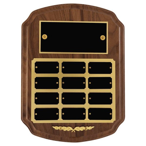 American Walnut Perpetual Plaque - Gold Trim Plates