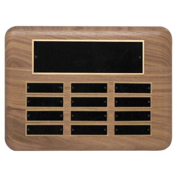 American Walnut Perpetual Plaque - Black Brass Plates