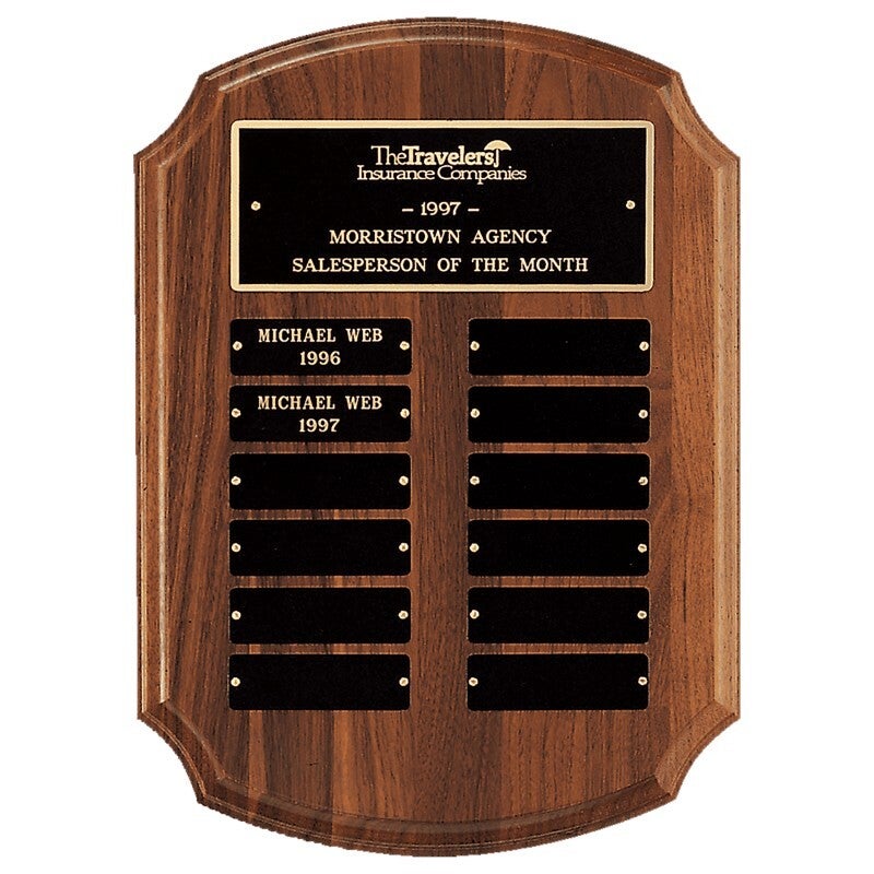 American Walnut 11" x 15" 12 Plate Perpetual Plaque