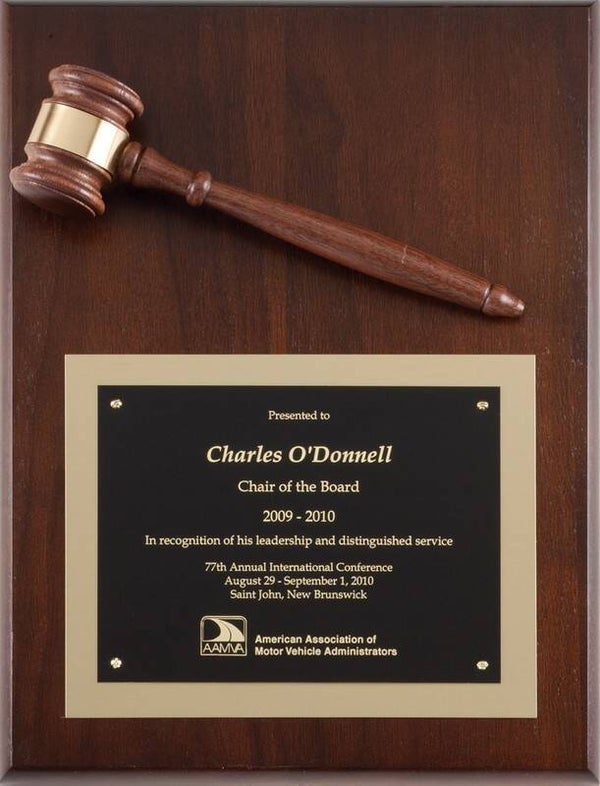 Walnut Gavel Plaque