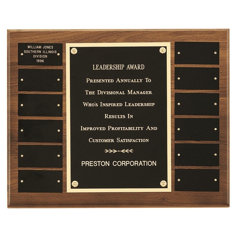 American Walnut 12 Plate Perpetual Plaque - 1 1/2" x 3" Plates