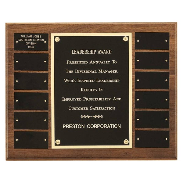 American Walnut 12 Plate Perpetual Plaque - 1 1/2" x 3" Plates