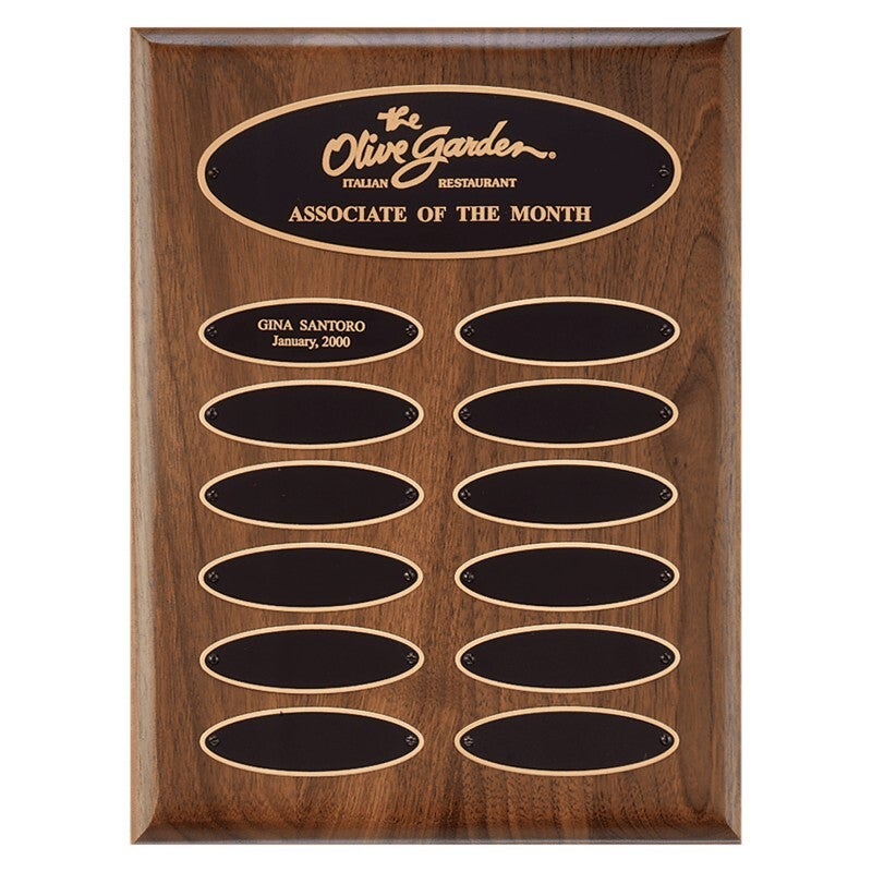 American Walnut Perpetual Plaque - Elliptical Plates