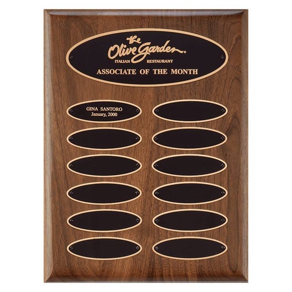 American Walnut Perpetual Plaque - Elliptical Plates