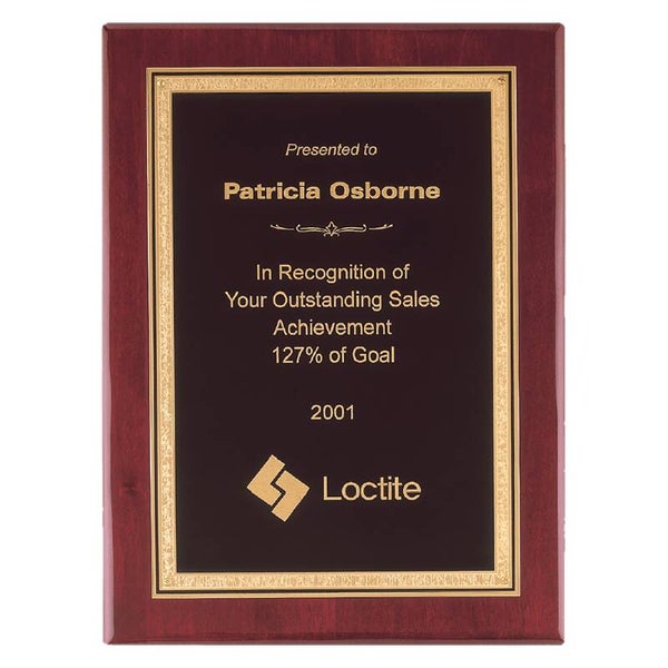 Rosewood Piano Plaque with Gold Florentine Border