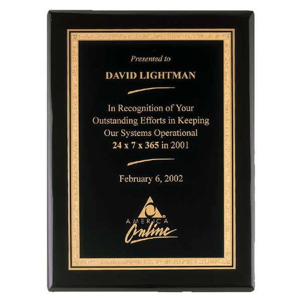 Black Piano Plaque with Gold Florentine Border