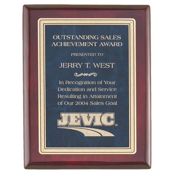 Rosewood Piano Plaque with Sapphire Marble Florentine Design