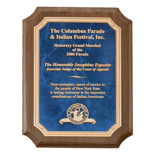Walnut Piano Plaque with Sapphire Marble Florentine Border