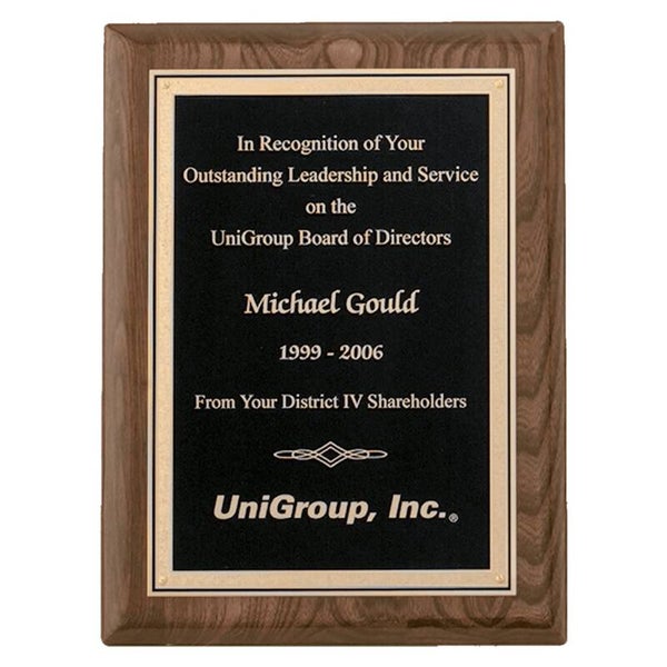 Walnut Piano Plaque with Textured Black & Gold Florentine Border