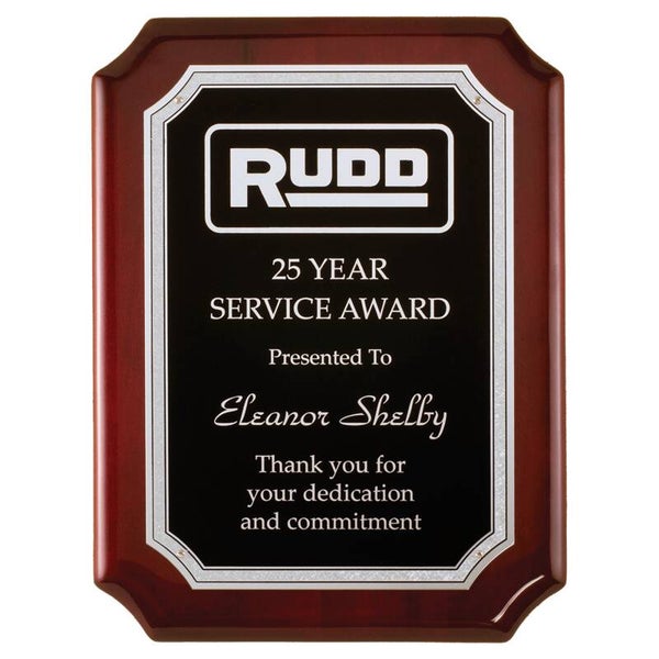 Rosewood High Gloss Plaque with Silver Florentine Border