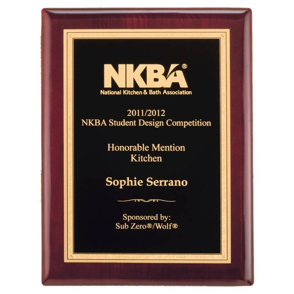 Rosewood Piano Plaque with Textured Black & Gold Florentine Border