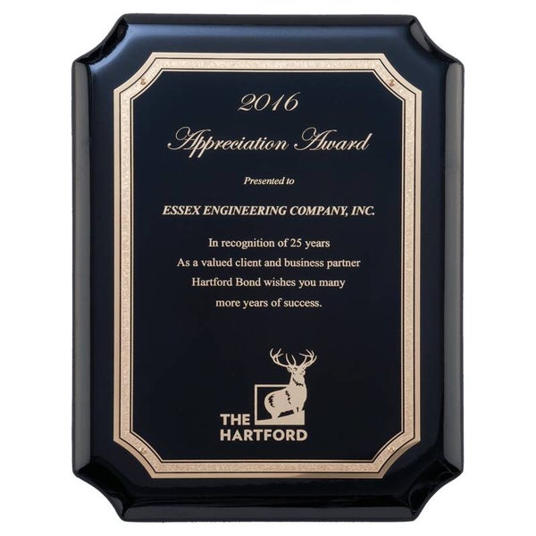 Black High Gloss Plaque with Gold Florentine Border