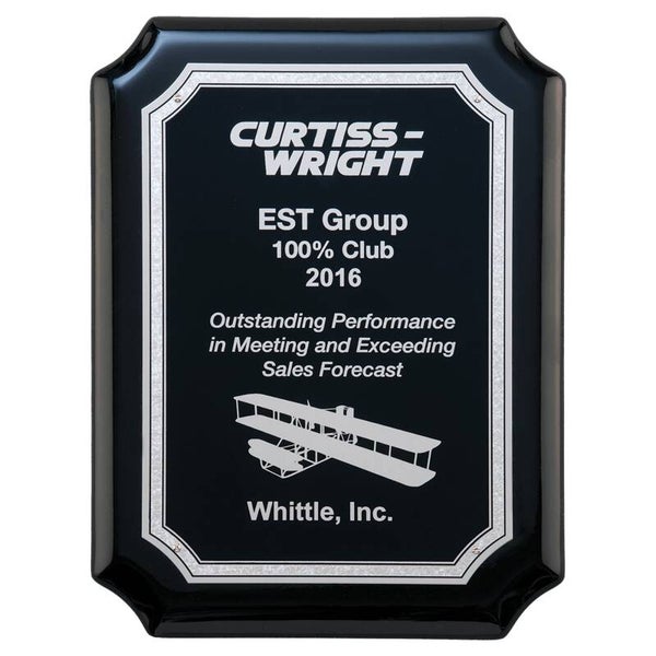 Black High Gloss Plaque with Silver Florentine Border