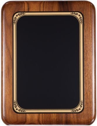 Walnut Radius Plaque with Gold Border Plate