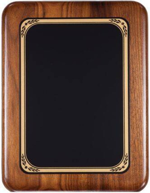 Walnut Radius Plaque with Gold Border Plate