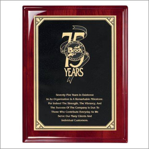 Rosewood Piano Finish Plaque with Black Plate