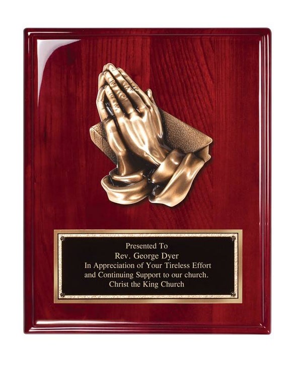 Rosewood Praying Hands Plaque