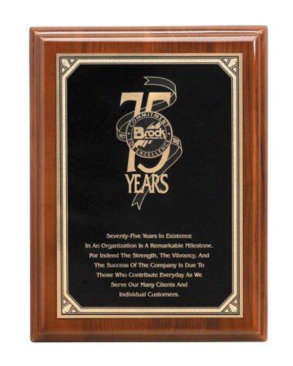 Walnut Piano Finish Plaque with Black Plate