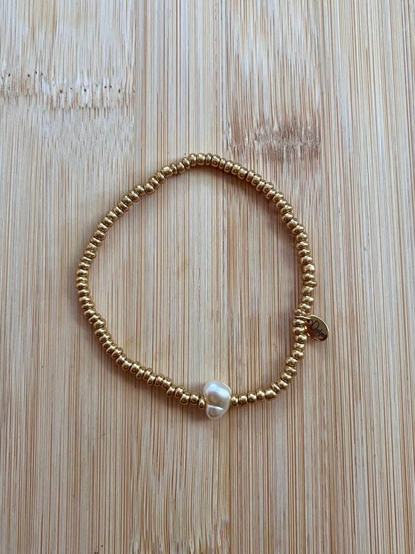 Kralenarmband Fijn Parel goud
