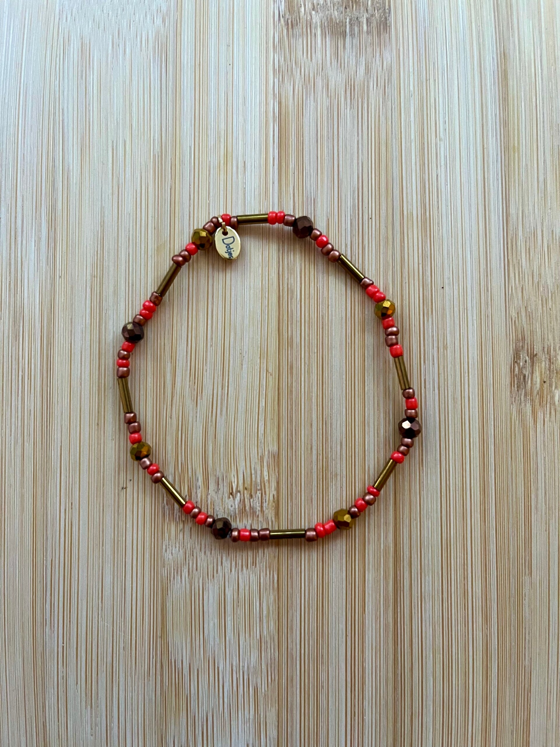 Kralenarmband Fijn bruin/oranje