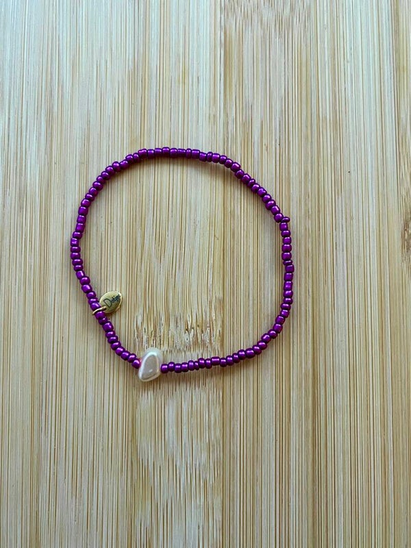 Kralenarmband Fijn Parel paars