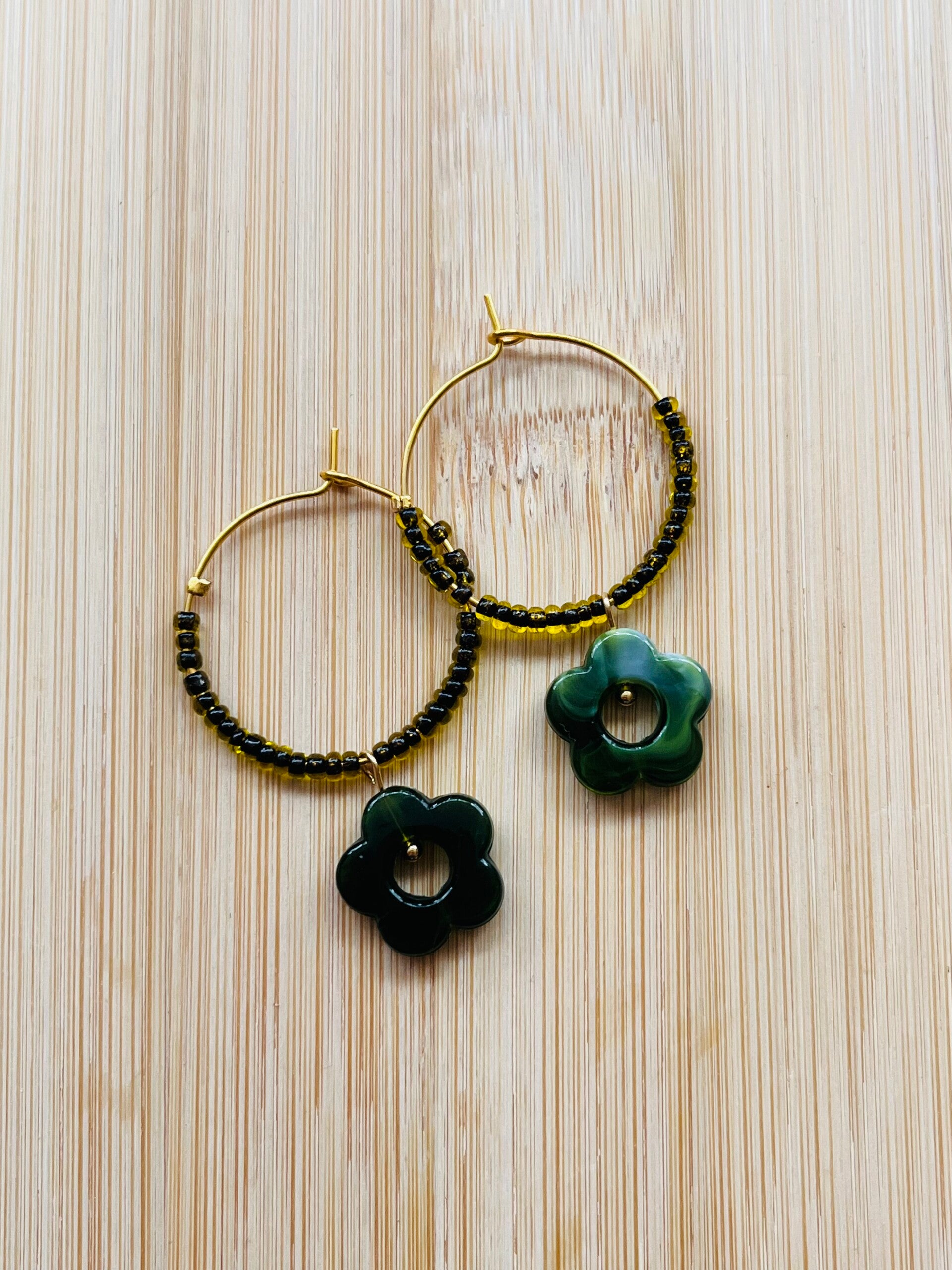 Oorring Fijn Bloem Groen