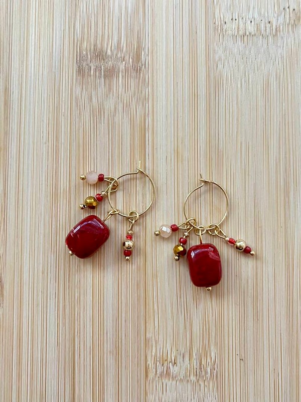 Oorring Fijn Kraal Rood