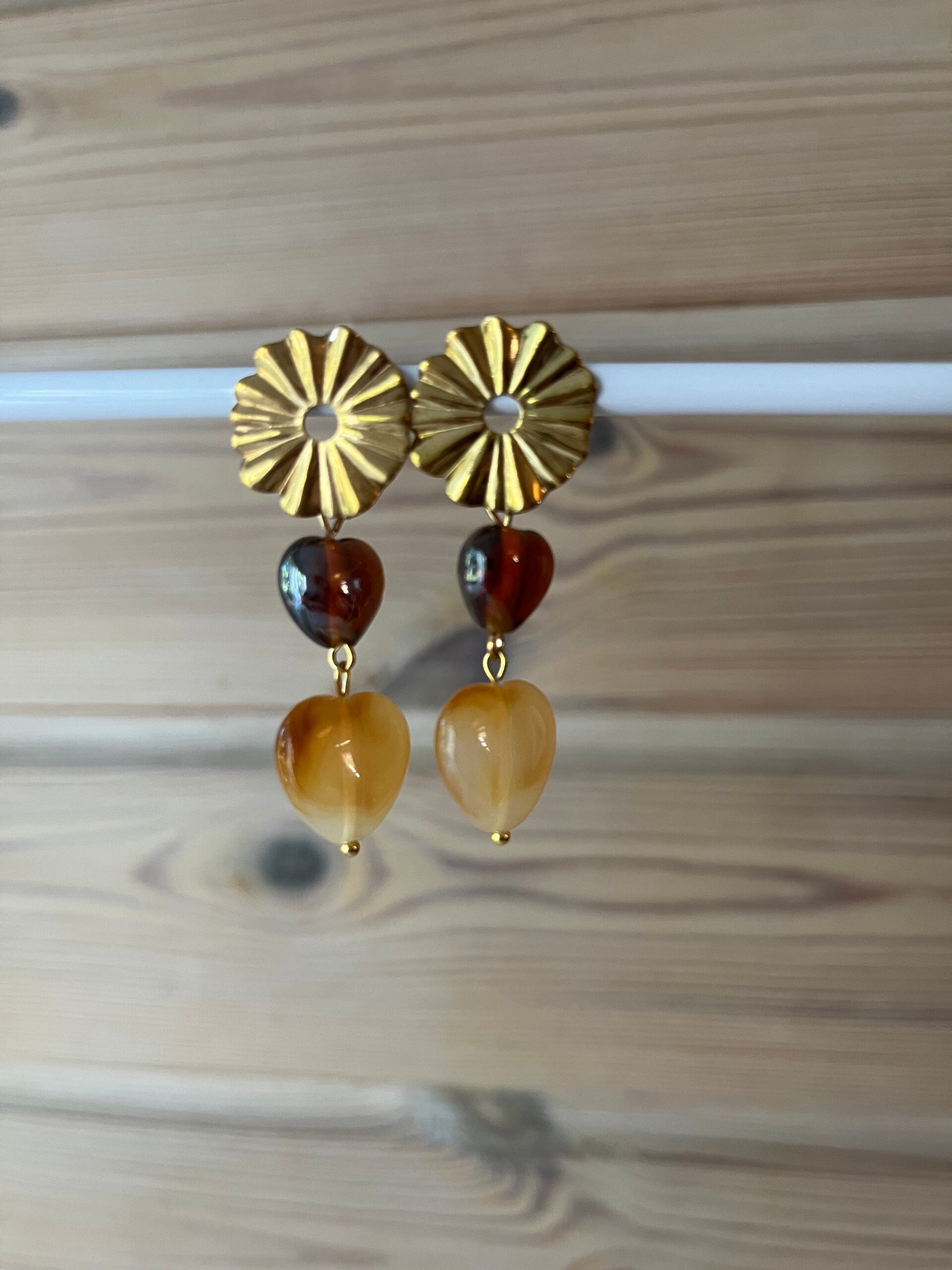 Statement Oorbel Glassteen hartjes