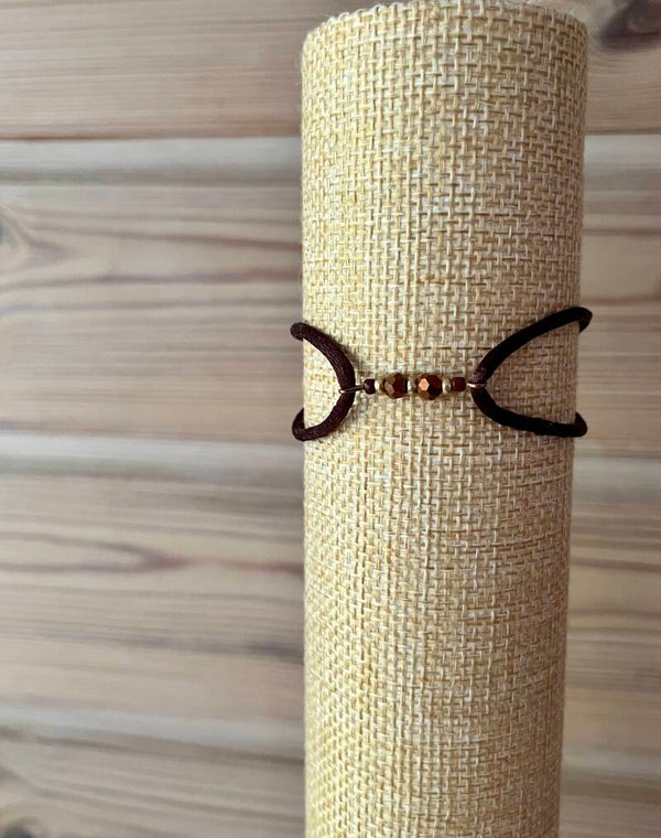 Satijnen Armband donkerbruin/goud