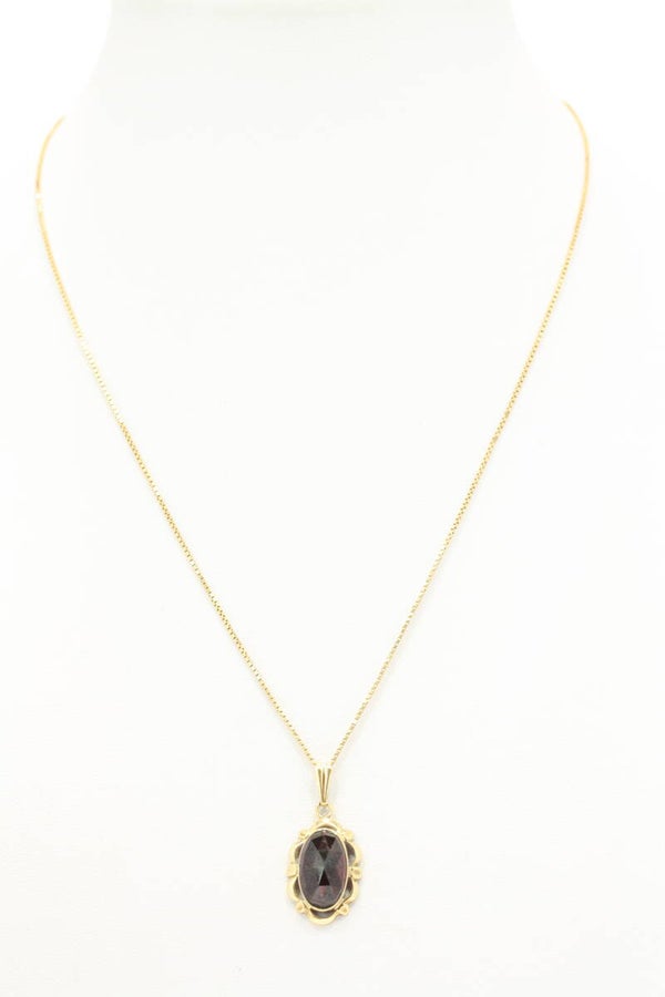 Gouden ketting + Hanger (Granaat Nmr-02)