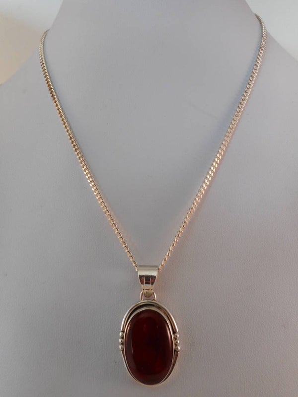 Zilveren Ketting (Carneool Nmr-01)