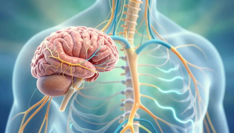 human brain and nervous system illustration showing stress regulation mental health and nervous system balance