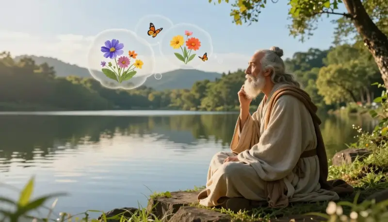 Réflexion profonde et sagesse intérieure liées au pouvoir des pensées sur la réalité