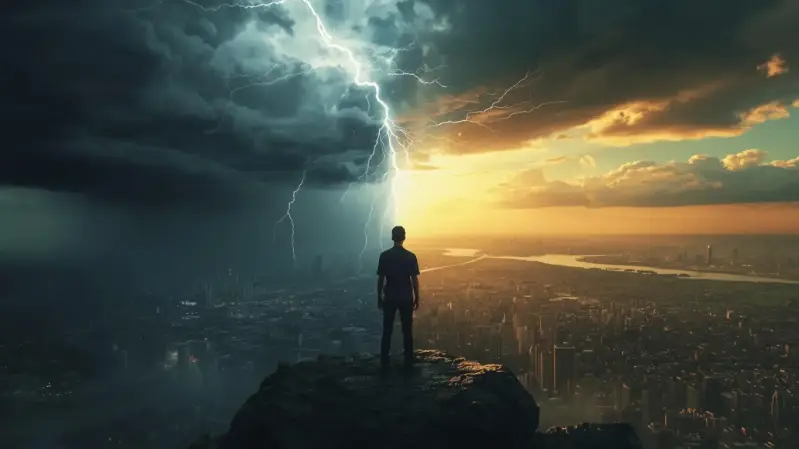 awareness versus fear concept showing calm inner peace despite chaos