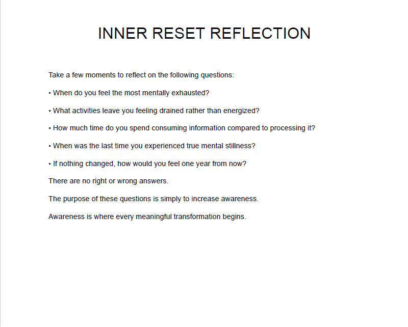 The Inner Reset Method Reflection Pages