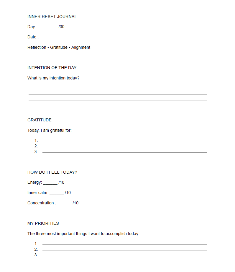 The Inner Reset Premium Journal Page