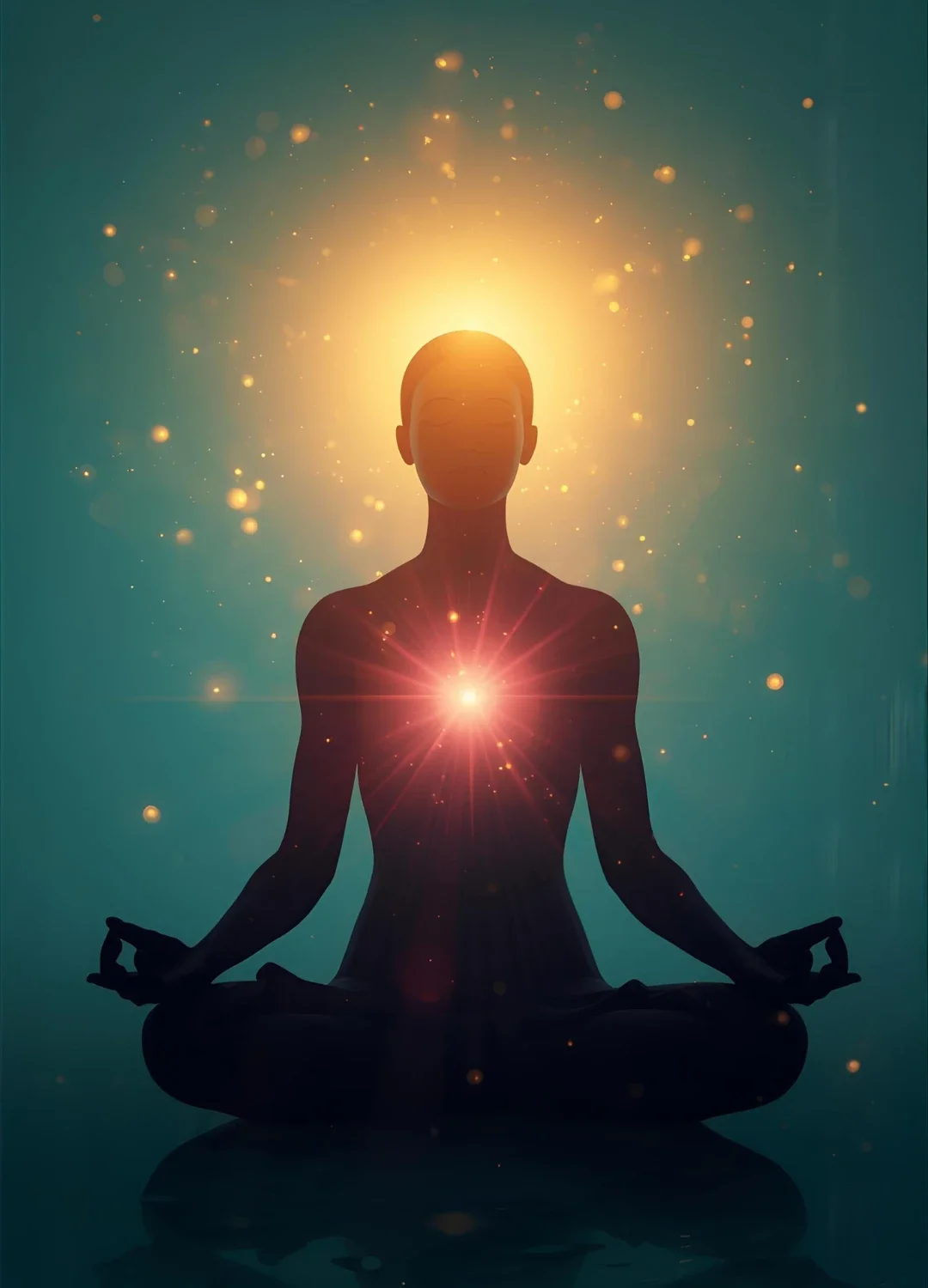 Heart-centered meditation with glowing chest light symbolizing love, gratitude, compassion and emotional healing by ZenSoulSpirits