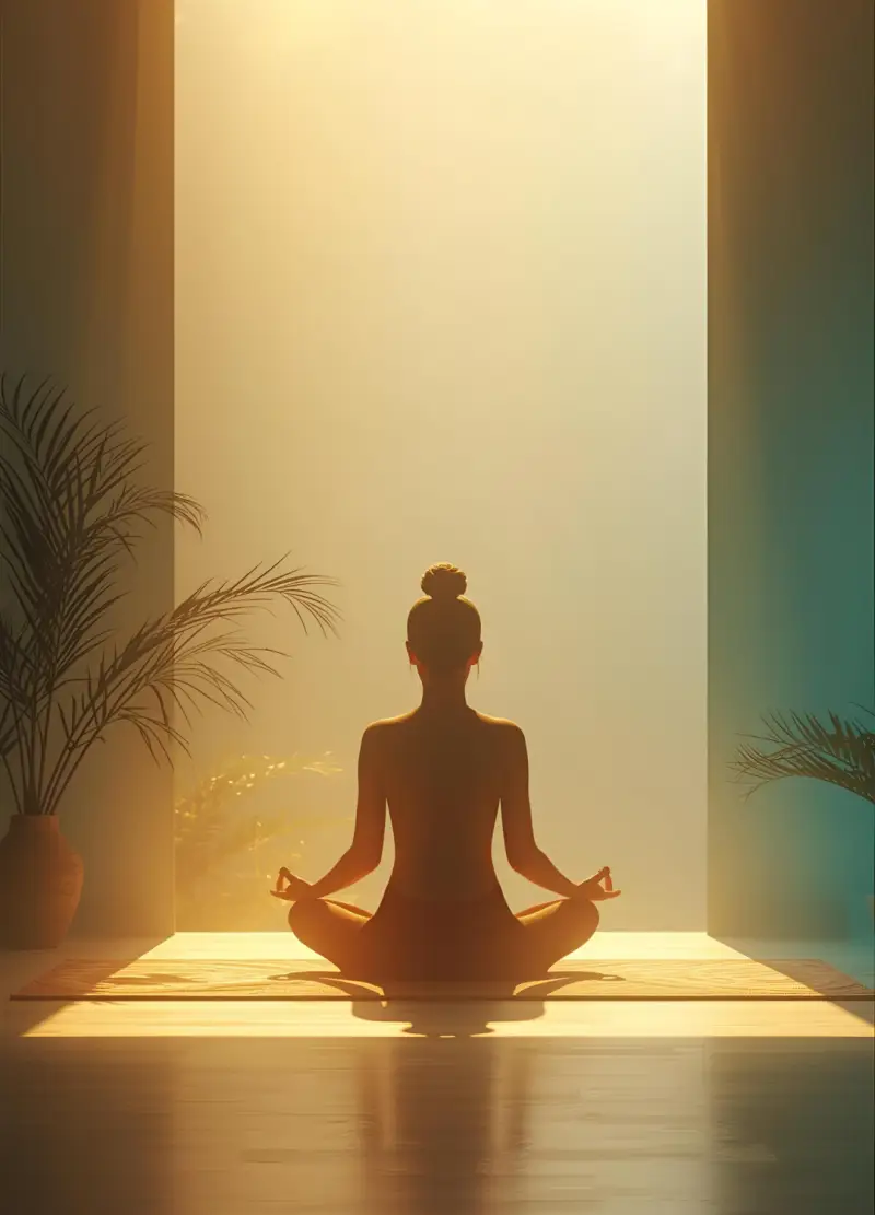 Daily ritual meditation in soft golden morning light with serene silhouette symbolizing balance, calm routine and inner peace by ZenSoulSpirits