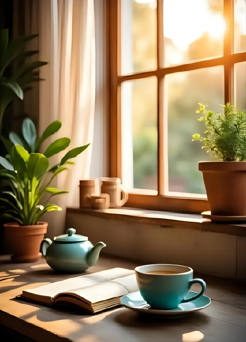 Person meditating on calm water at sunrise, reflecting deep relaxation, silence, and inner awakening.