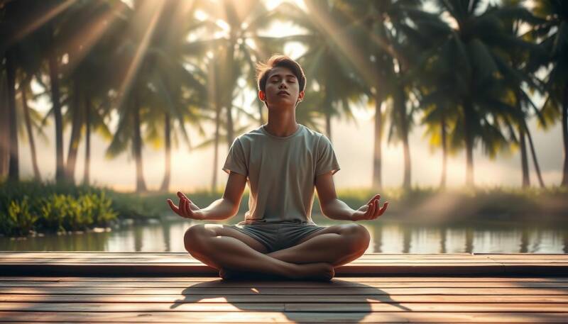 Image d’un homme méditant au lever du soleil – ZenSoulSpirits – Manifeste tes désirs