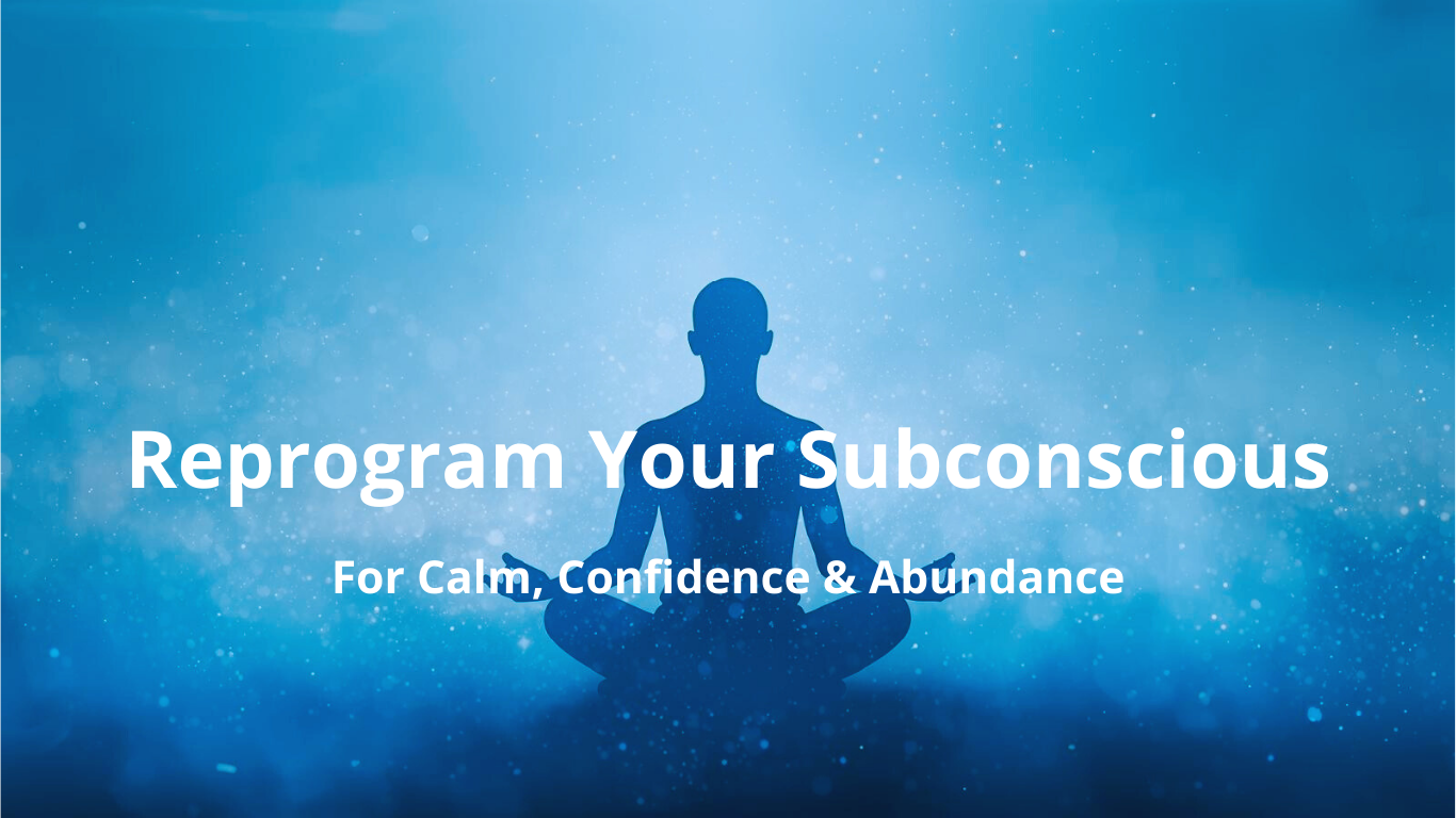 Person meditating with blue light representing subconscious reprogramming for calm, confidence and abundance – ZenSoulSpirits