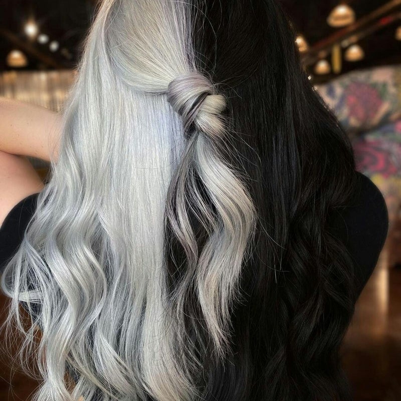 Silver white hair with black peekaboo underneath