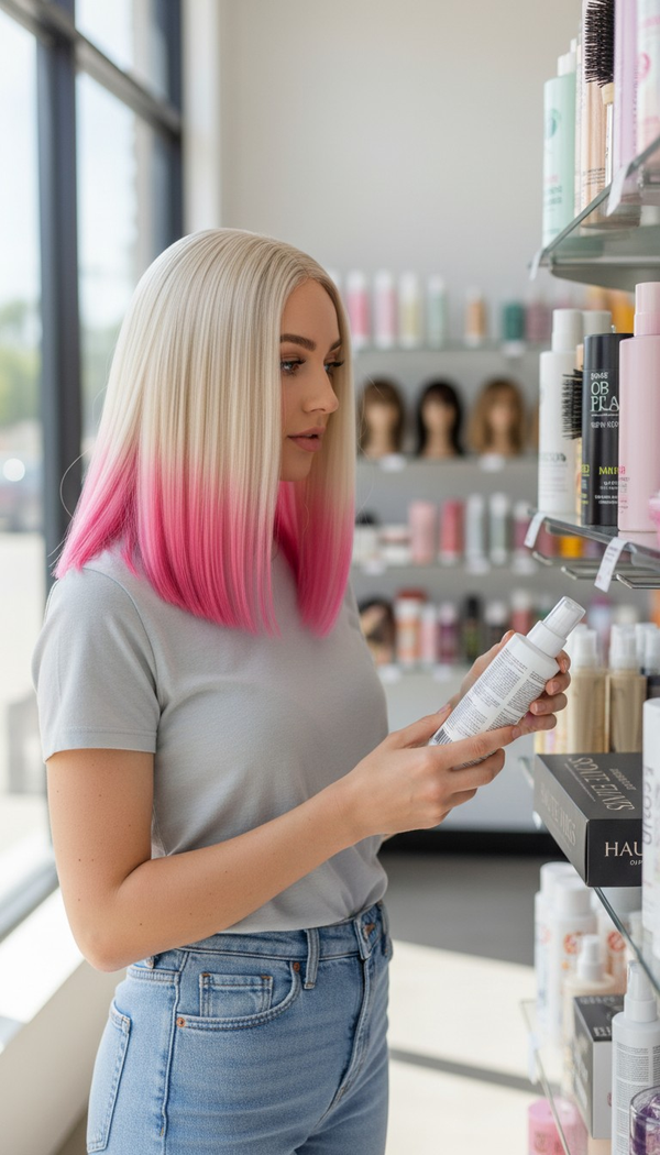 12" blonde to pink ombre blended bob NO lace