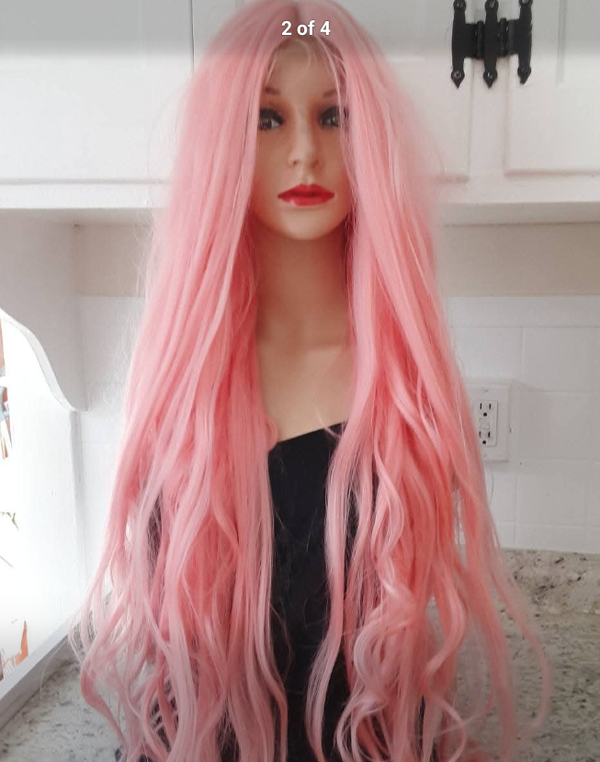 BLENDED - Neon Pink 38" Lace front Blended w/human hair
