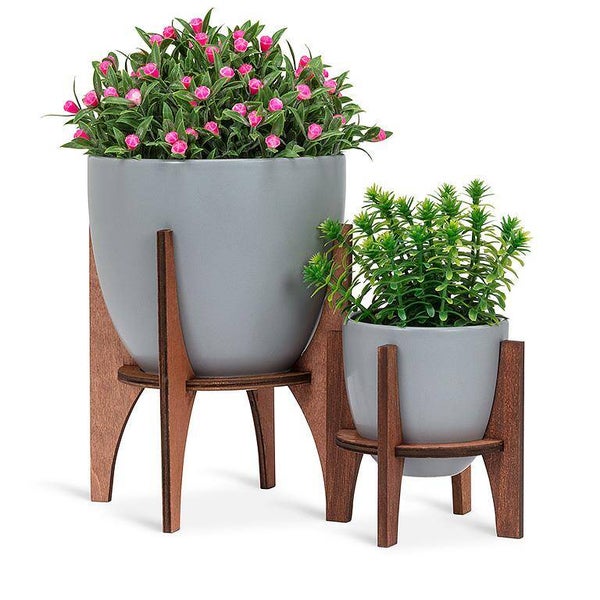 Pot Gris Support en Bois