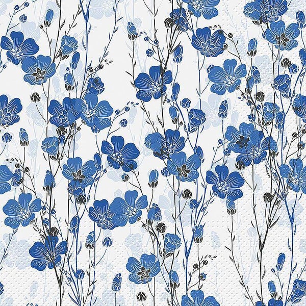 Serviettes en papier Fleur Bleu