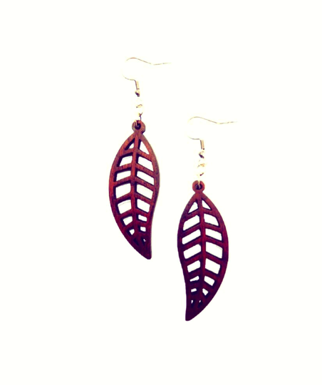 Boucle d'oreille Laurier fini Noyer Américain